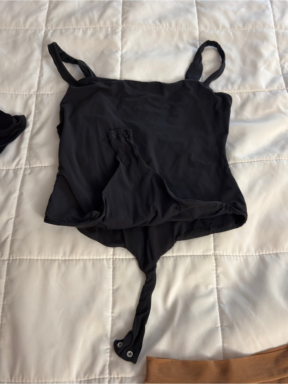 SKIMS Fits Everybody Black Square Neck Tank Bodysuit Small